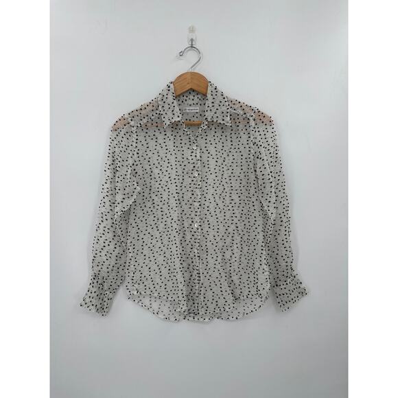 Jill McGowen Swiss Dot Sheer Ivory long sleeve blouse Size medium - Picture 1 of 5